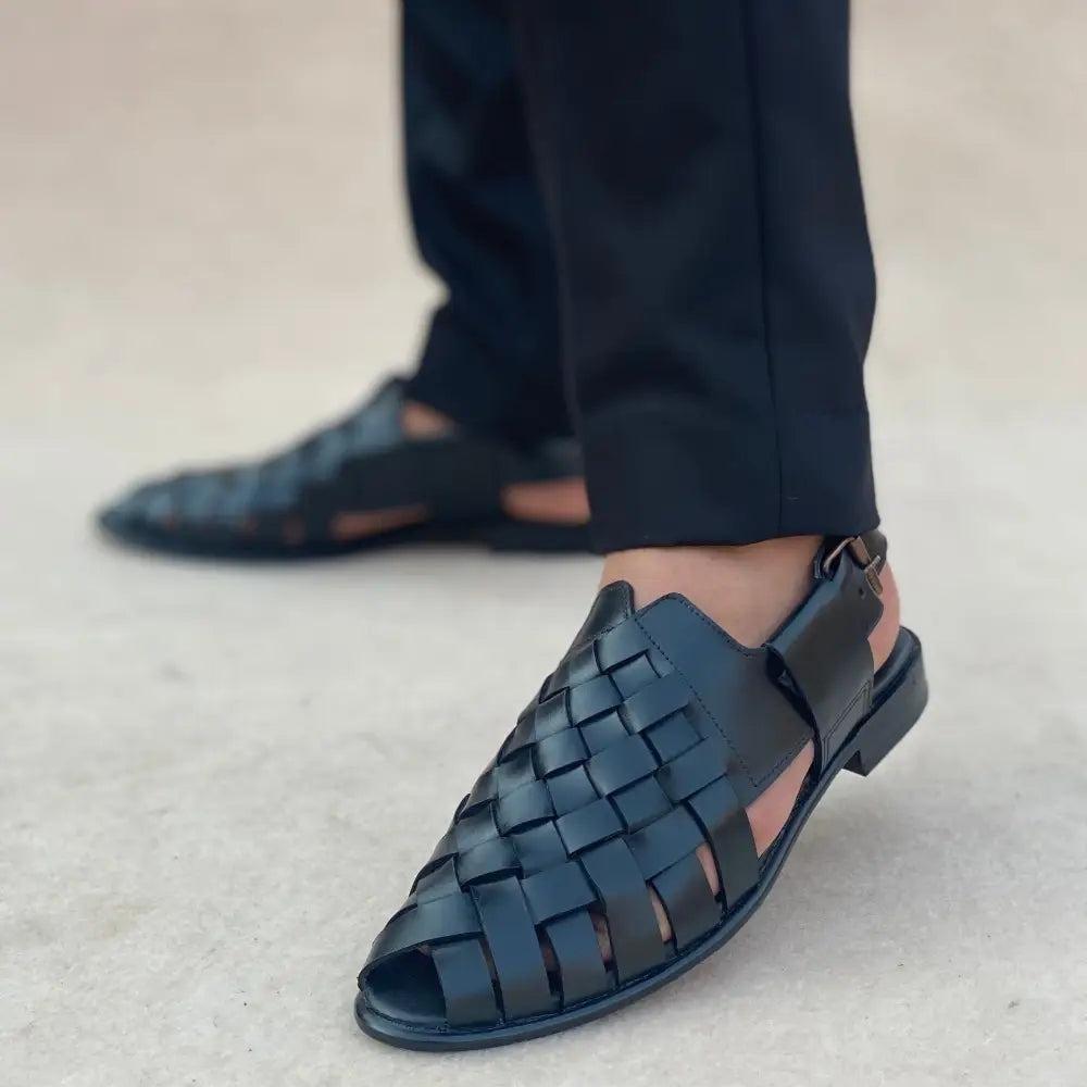 LE Pure Leather Handmade Woven Black-303