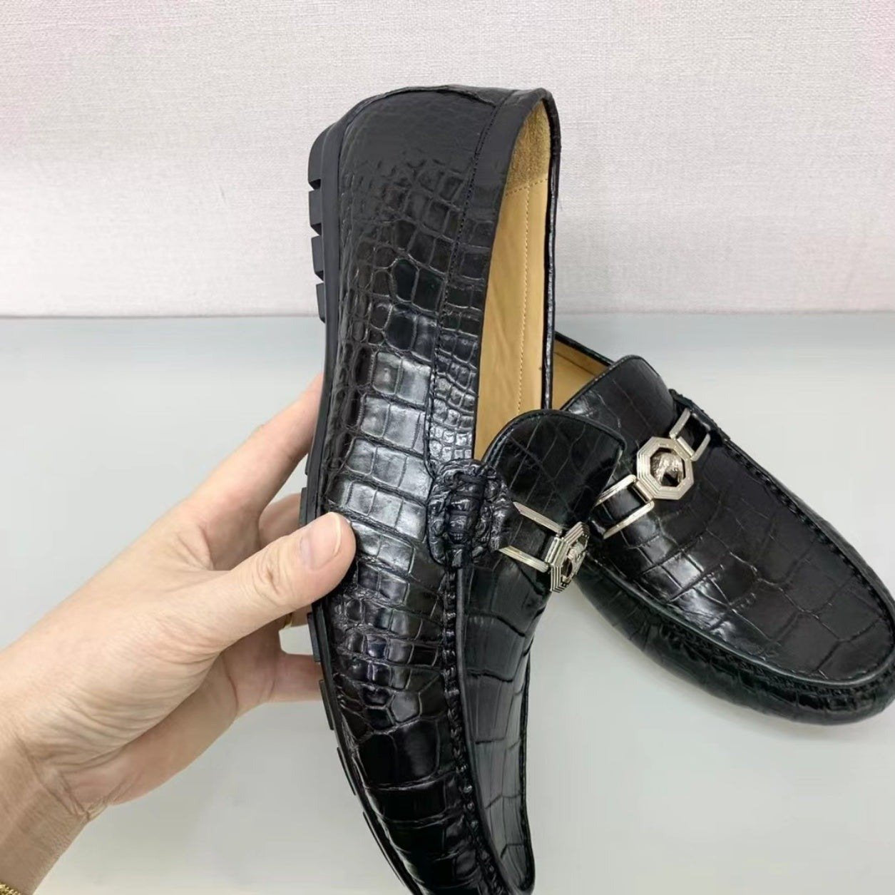 Men's Shoes Genuine Crocodile Alligator Skin Leather Handmade