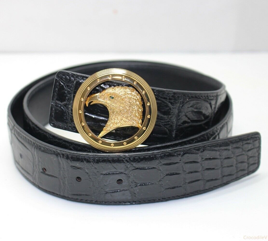 Men's Belt Genuine Crocodile Alligator Skin Leather Belt Handmade
