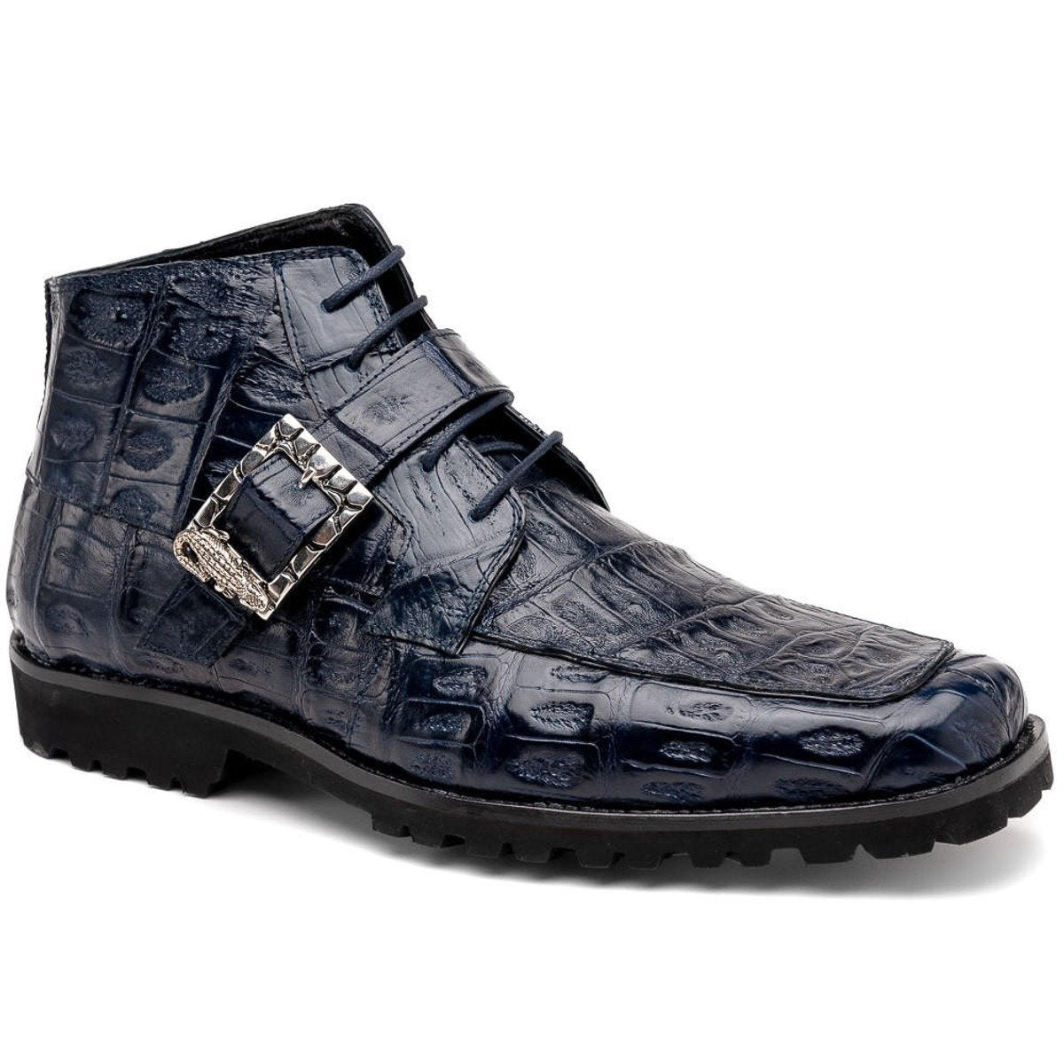 Mauri Mens Blue Alligator Casual Ankle Boots Bulletproof