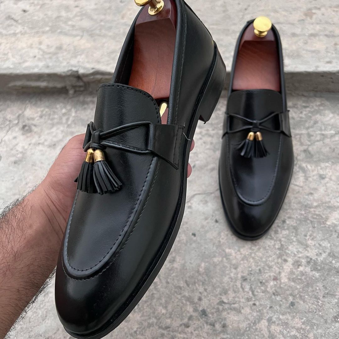 Brown/Black Leather Loafer Shoes-103