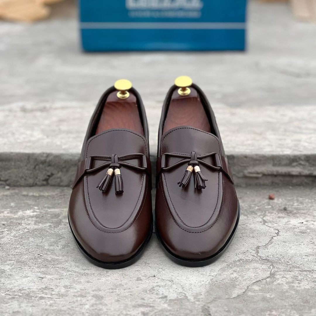 Brown/Black Leather Loafer Shoes-103