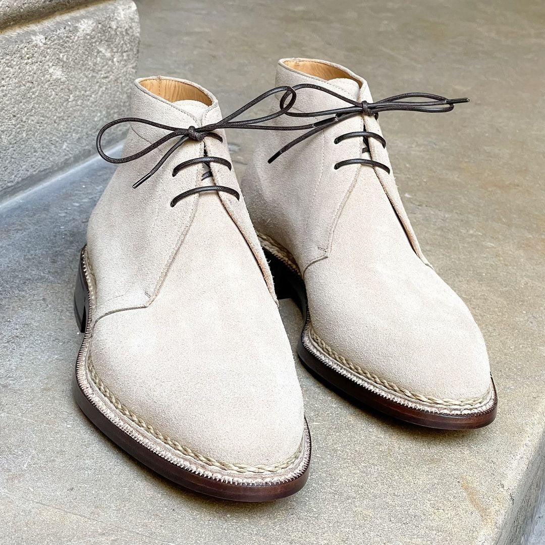 Ecru suede leather Boots