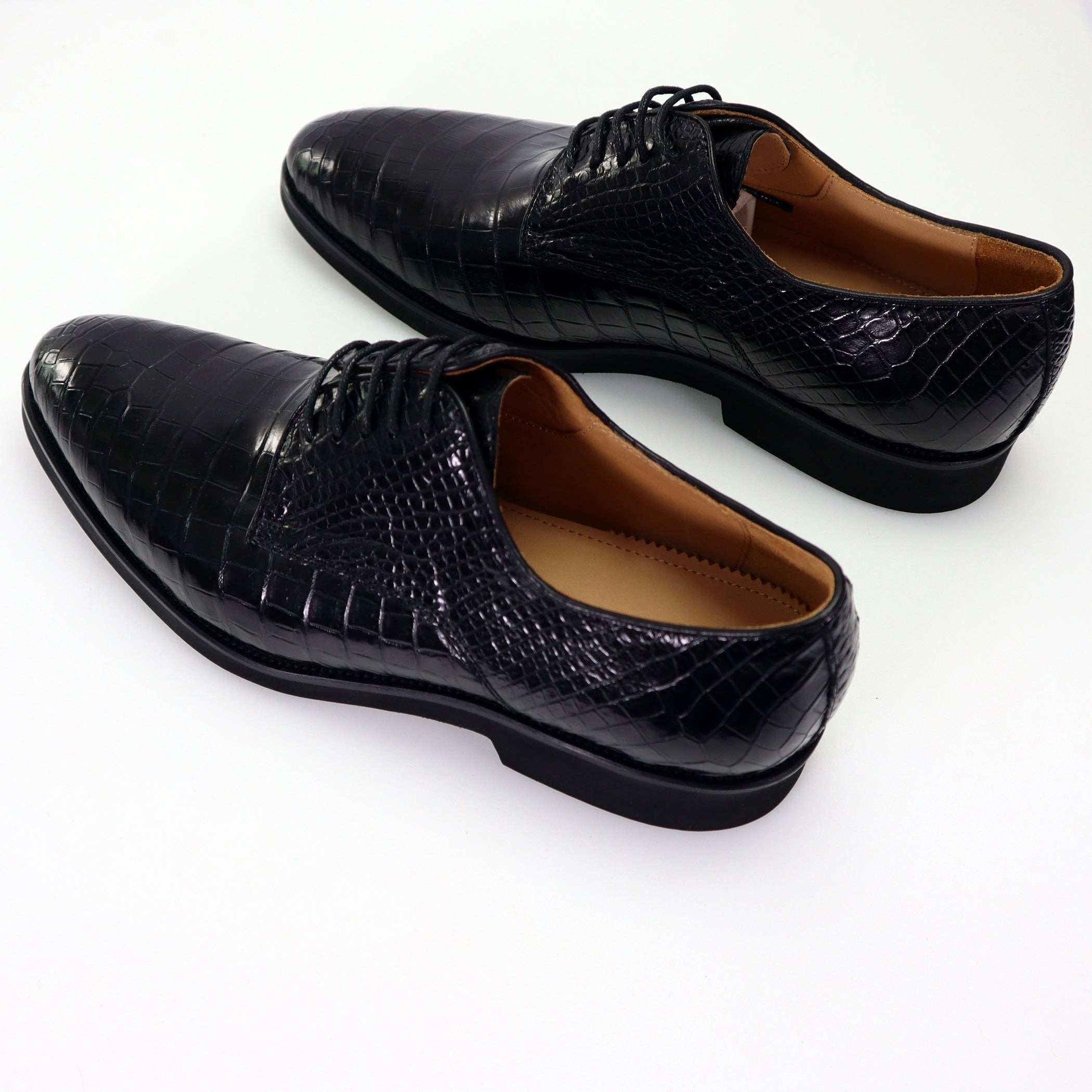 Belly Genuine Alligator Shoes Alligator Derby Perforated Lace-Up Dress Shoes