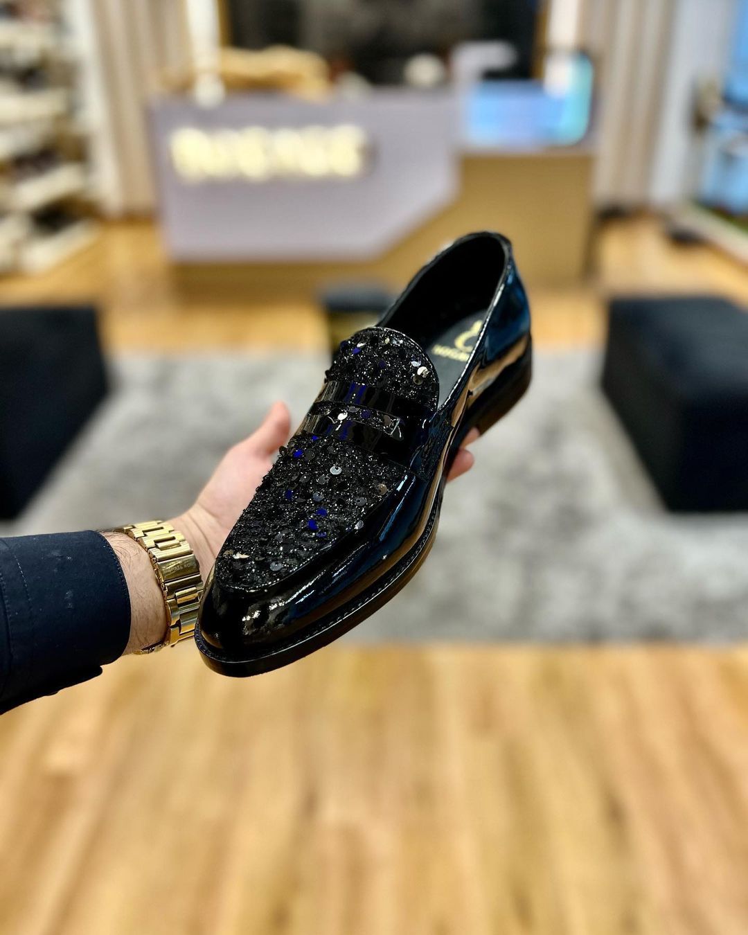 Sequins Patent Leather Men's Shoes