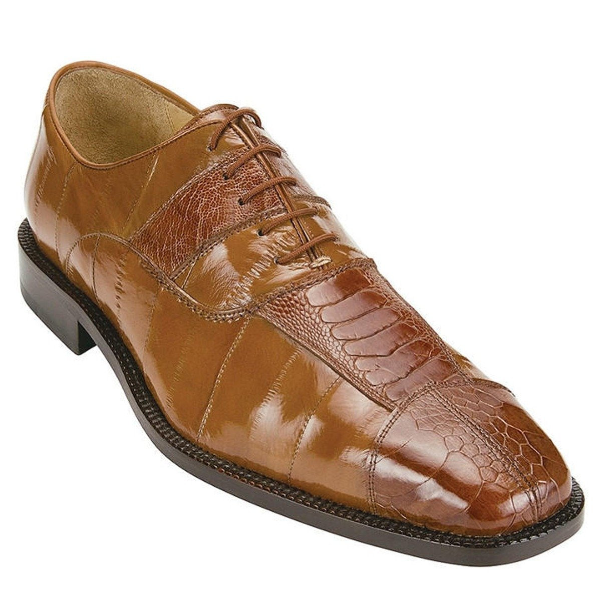 Belvedere Shoes Black Shiny Eel Skin Ostrich Leg Lace Up Mare 2p7