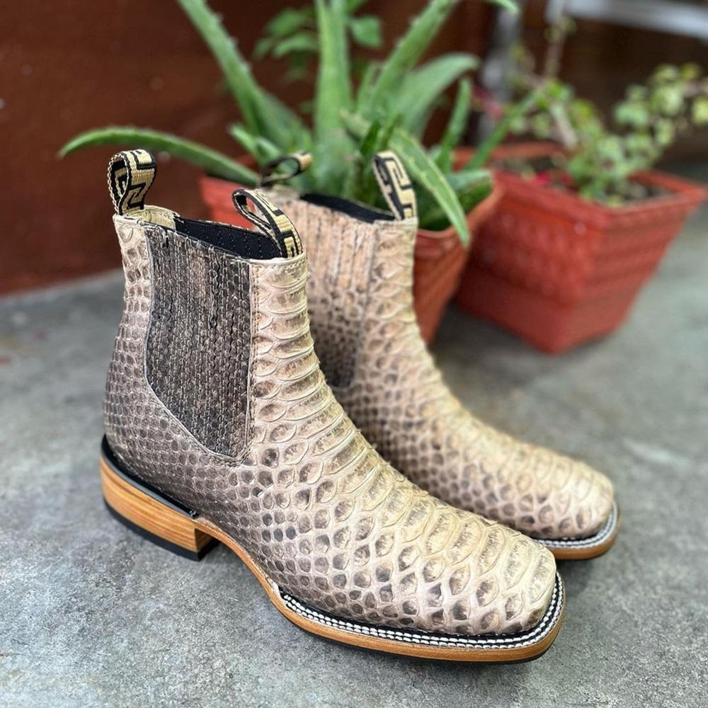 (Big Sale💥)2024 Men's Handmade Crocodile Leather Square Toe Chelsea Boots(Buy 2 Free Shipping✔️)