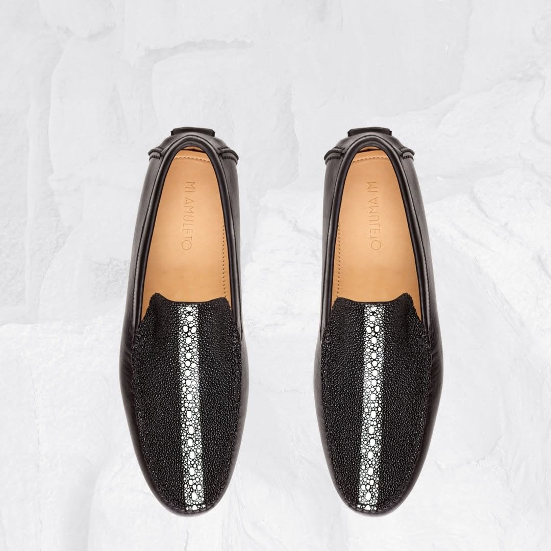 Moccasin Type With Stingray Leather And Cowhide