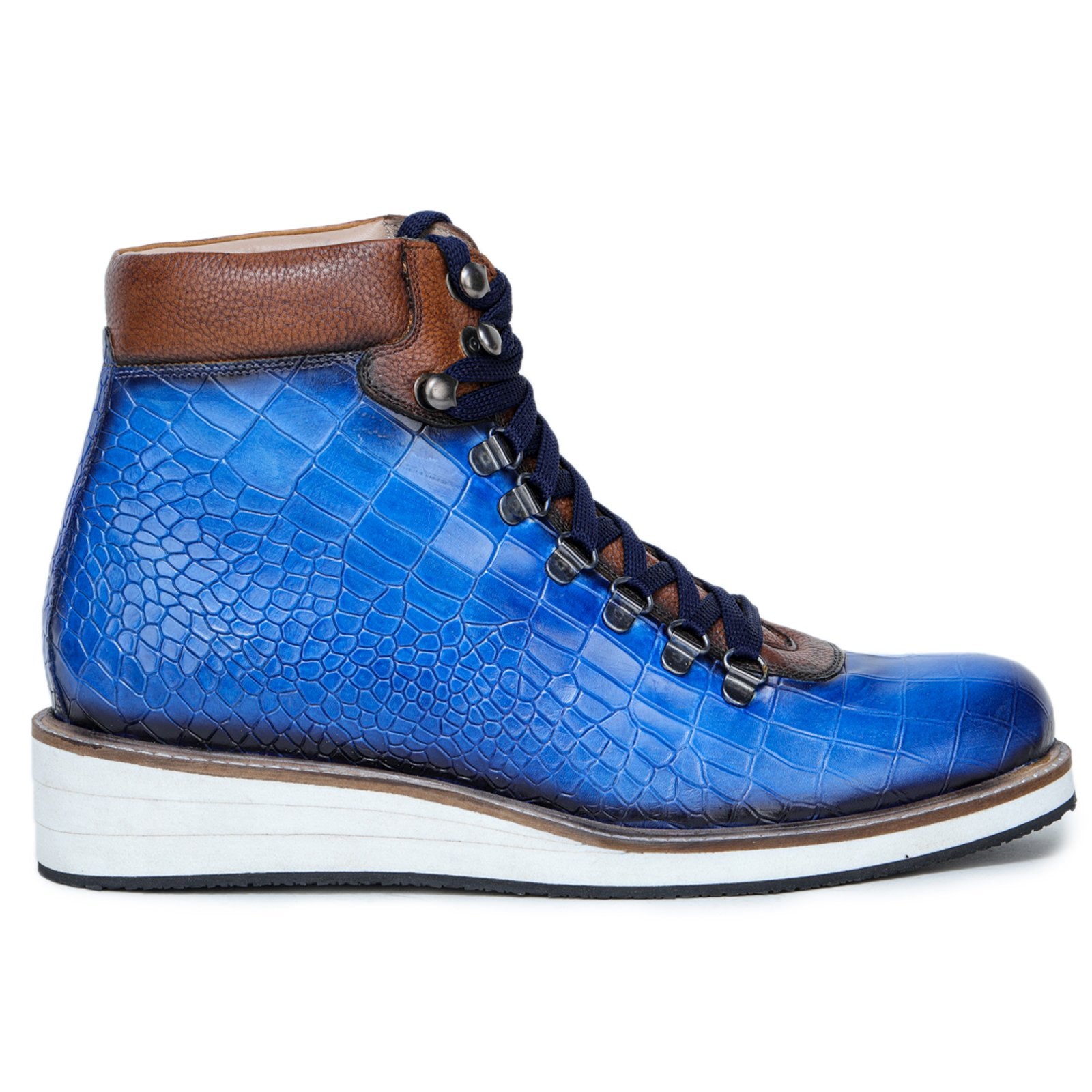 Noa Textured Hiker Style Laceup Boots - Blue