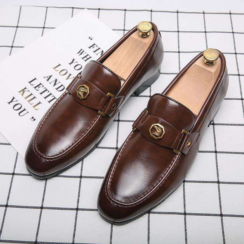 Mens Dress Shoes Slip-On Shoes Genuine Leather Loafers Shoes for Men - 0018