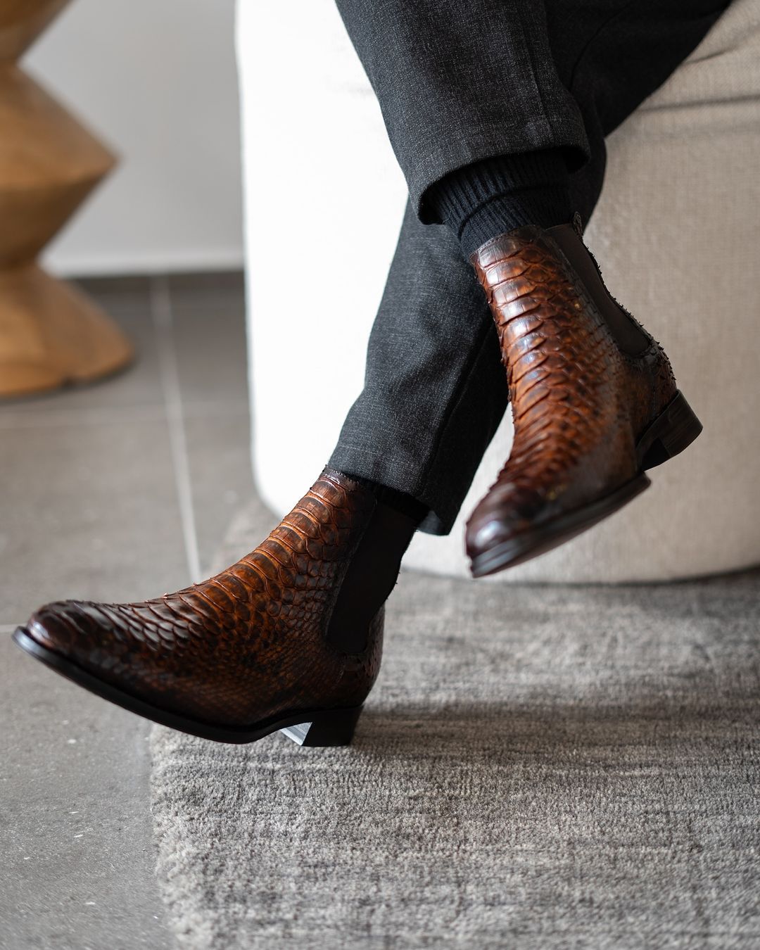 Italian Handmade Python Ankle Boots