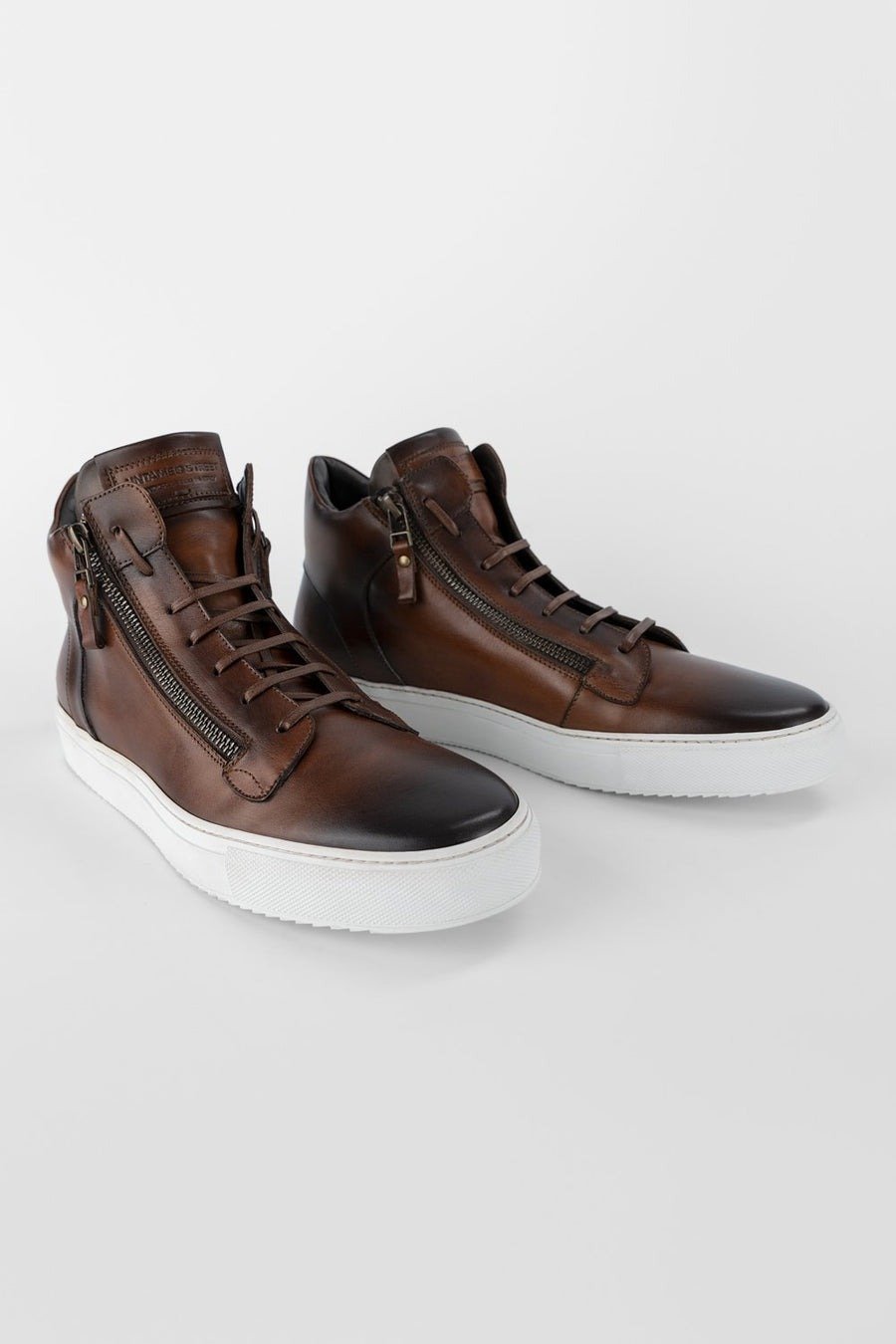 SOHO cocoa-brown patina high sneakers