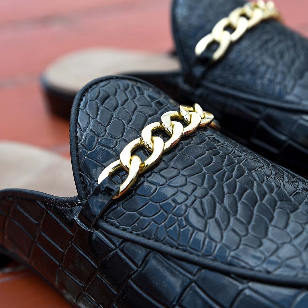 Pure Leather Handmade Mules-133 Black