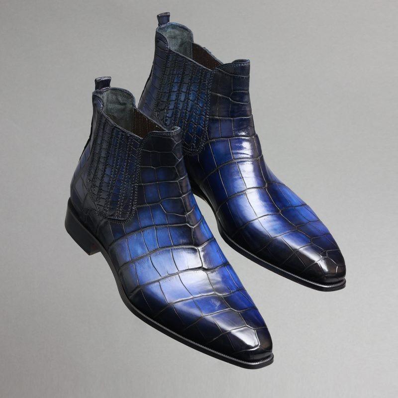 Ultimate Chelsea Boots Night Blue Crocodile