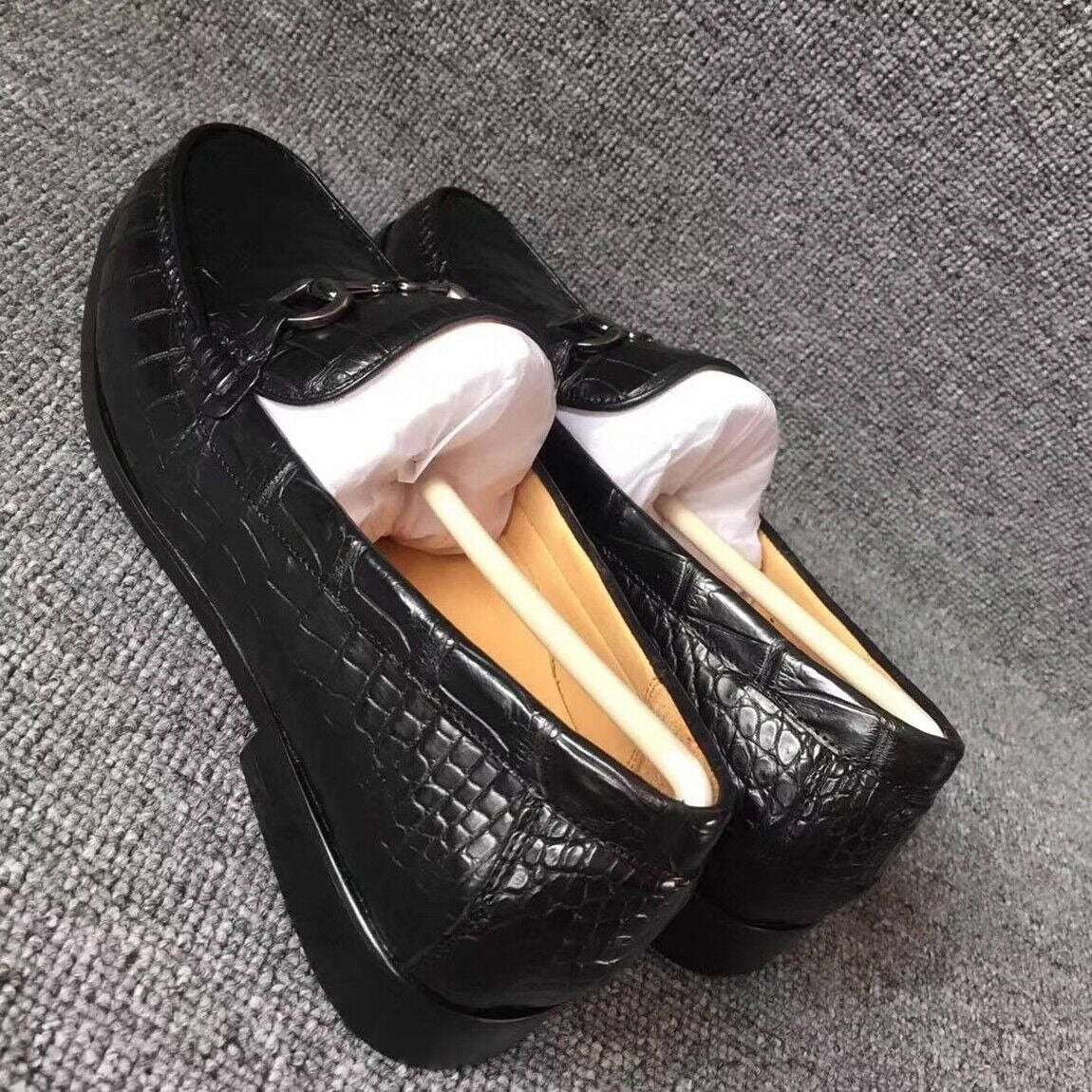 Men's Shoes Genuine Crocodile Alligator Skin Leather Handmade Black
