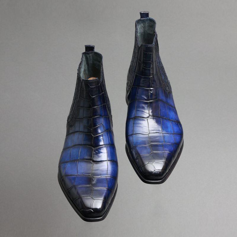 Ultimate Chelsea Boots Night Blue Crocodile