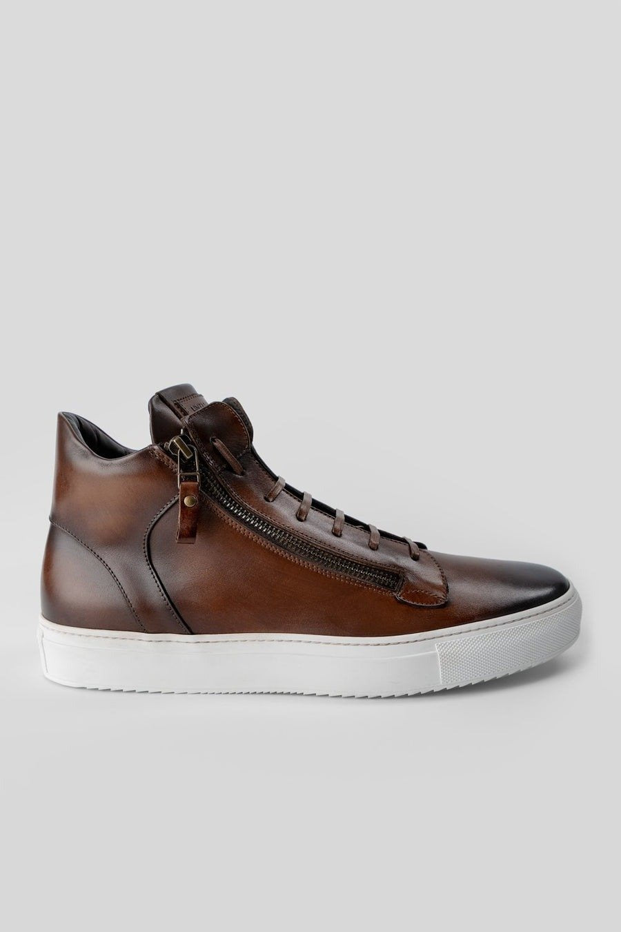 SOHO cocoa-brown patina high sneakers