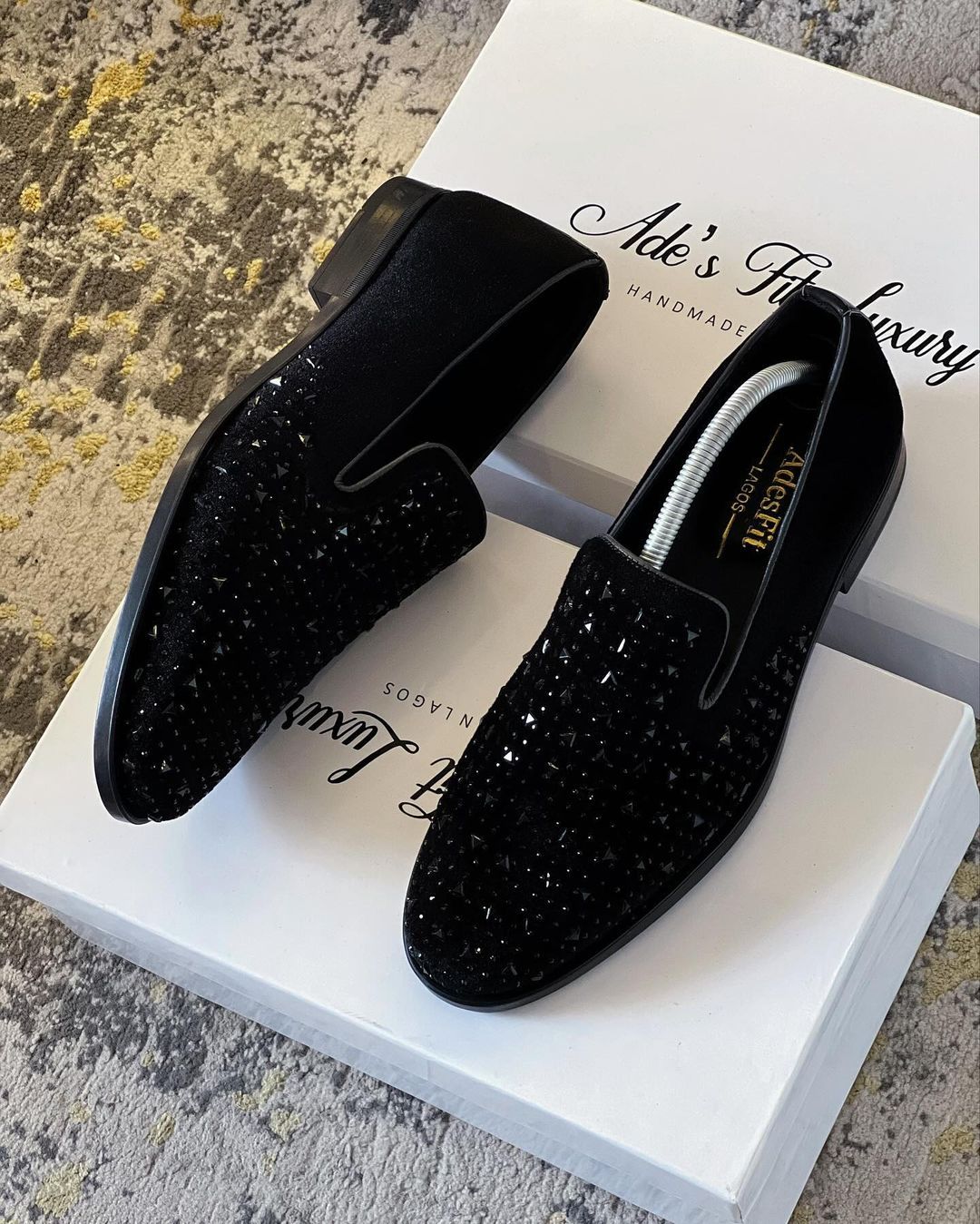 Noble Velvet Rhinestone Men Dress Shoes