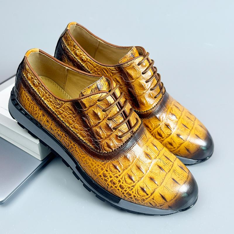 2024 New Crocodile Print Handmade Vintage Men's Shoes