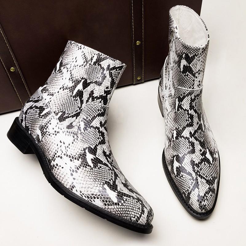 Embossed Snake Leather Boots