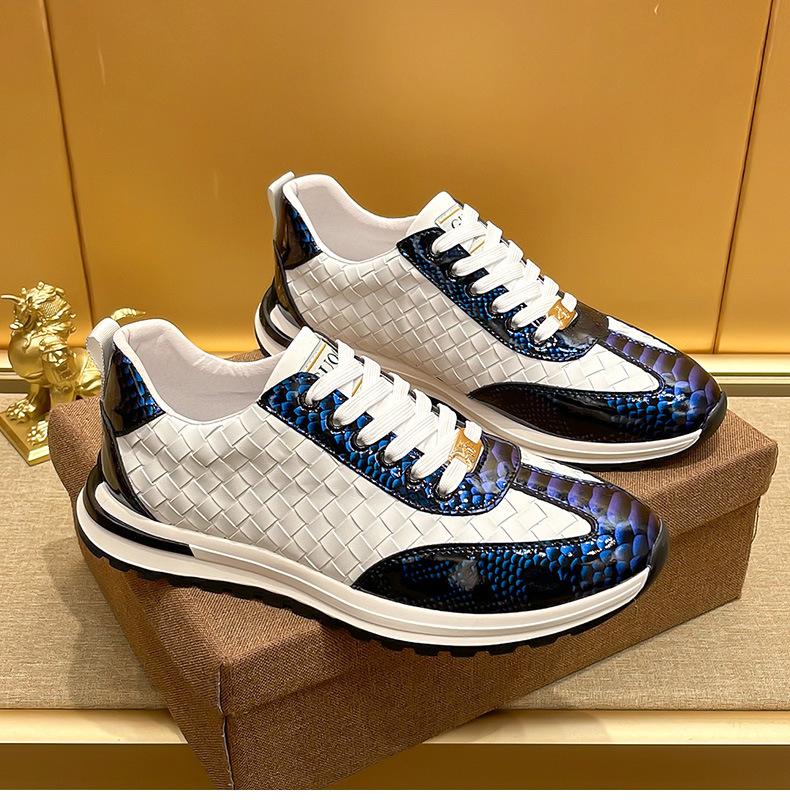 Little Bee Snakescale Leather Woven Sneakers