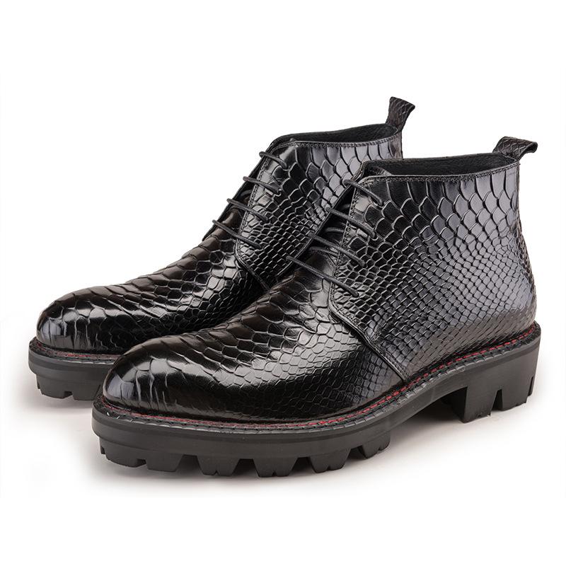 Crocodile print men's mid-calf boots