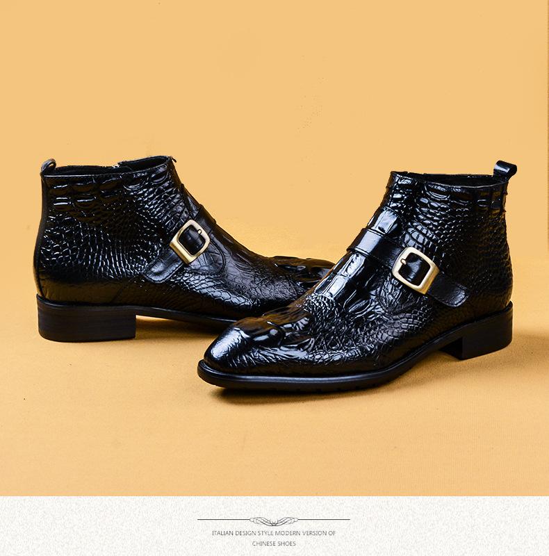 Genuine leather crocodile pattern high top British style