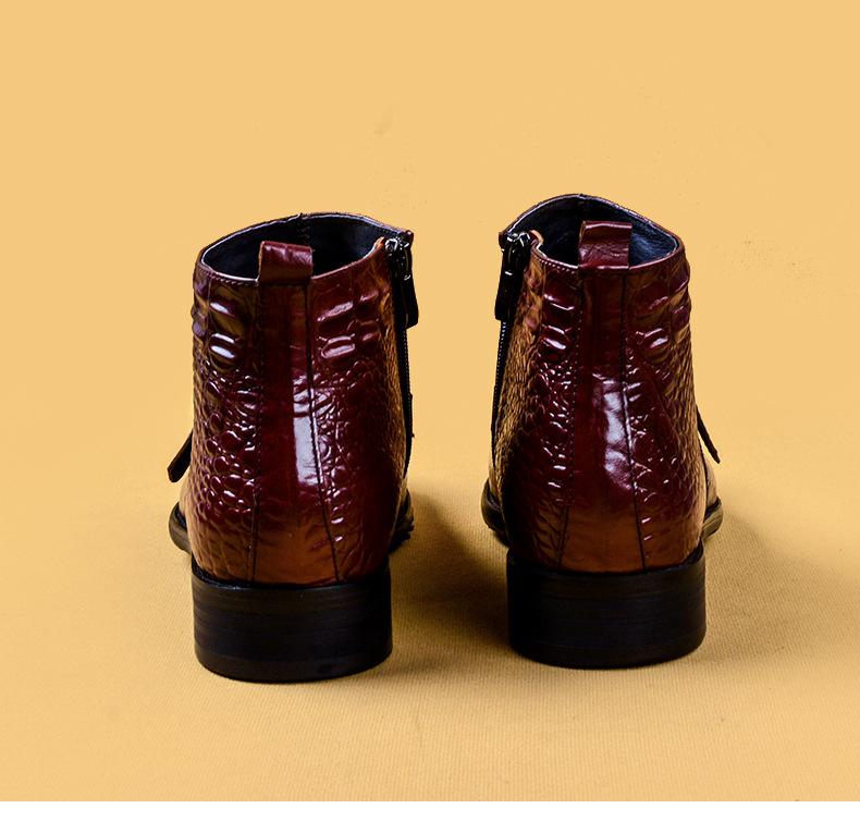 Genuine leather crocodile pattern high top British style