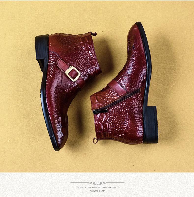 Genuine leather crocodile pattern high top British style