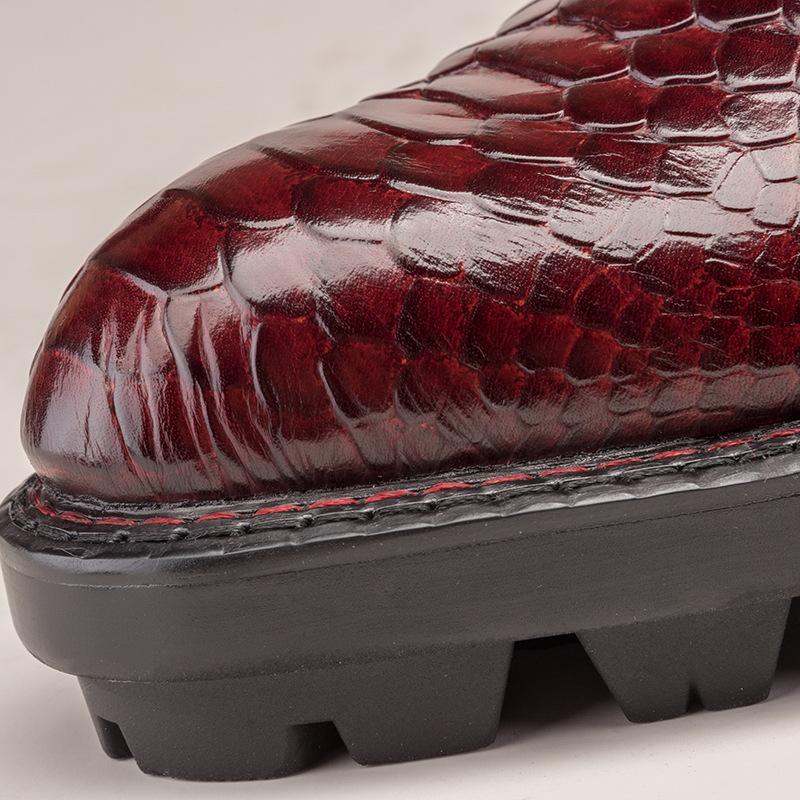 Crocodile print men's mid-calf boots
