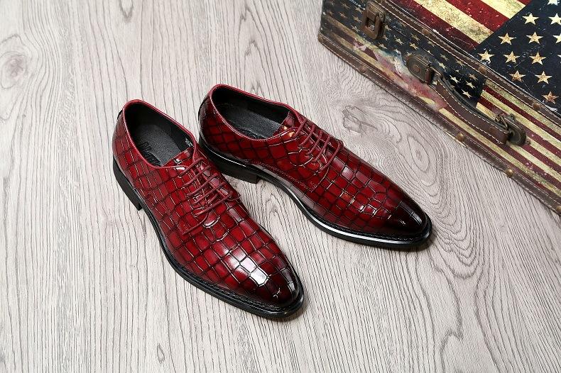 Crocodile Print Leather Men's Shoes Wedding