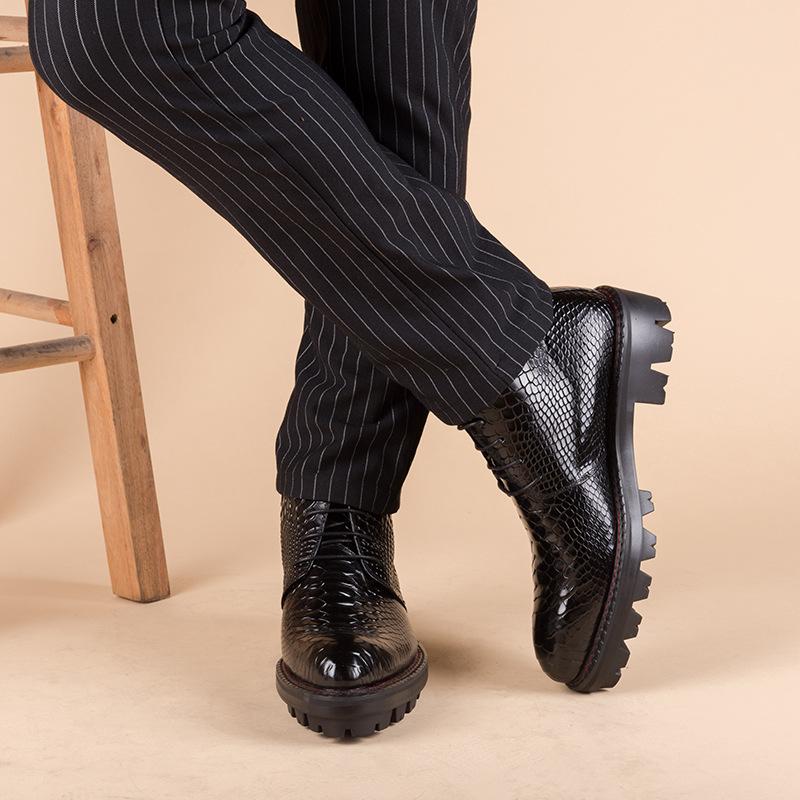 Crocodile print men's mid-calf boots