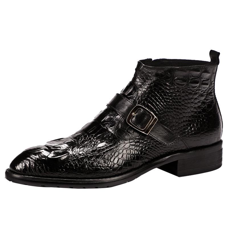 Genuine leather crocodile pattern high top British style