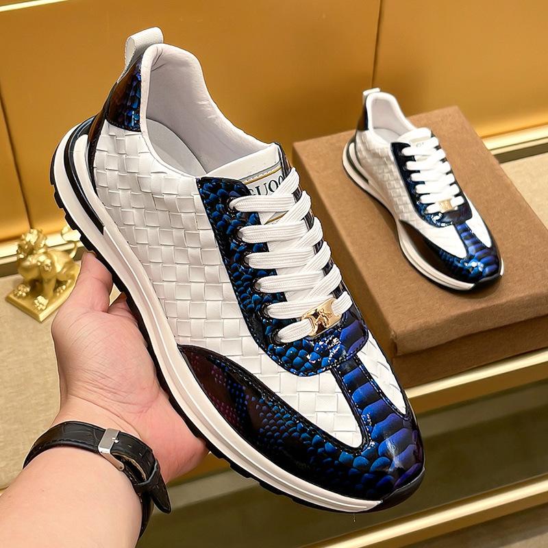 Little Bee Snakescale Leather Woven Sneakers