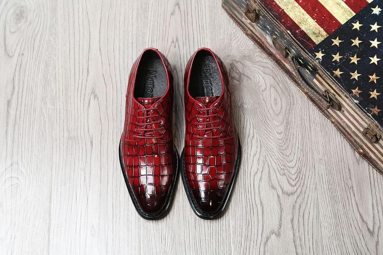 Crocodile Print Leather Men's Shoes Wedding