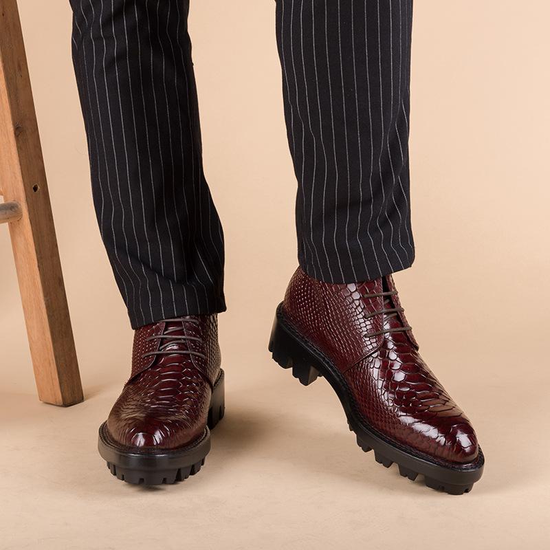 Crocodile print men's mid-calf boots