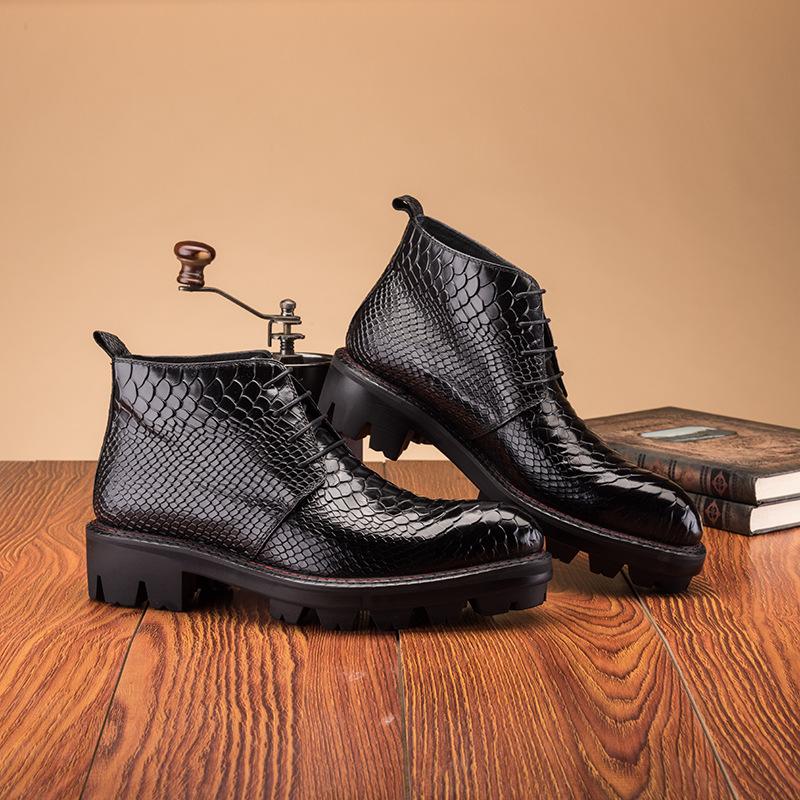 Crocodile print men's mid-calf boots