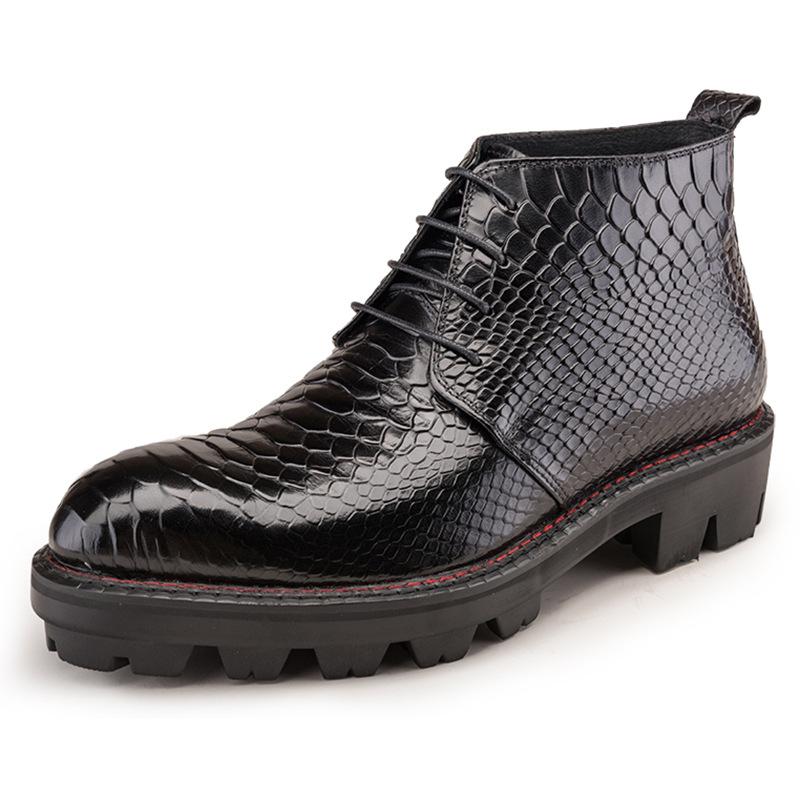 Crocodile print men's mid-calf boots