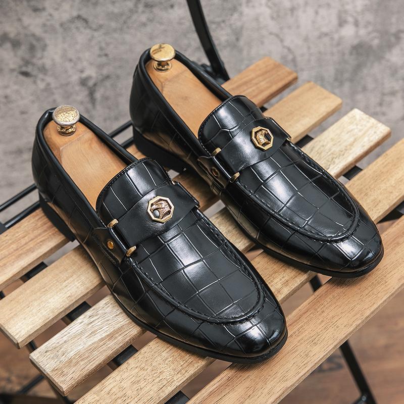 Mens Dress Shoes Slip-On Shoes Genuine Leather Loafers Shoes for Men - 0019