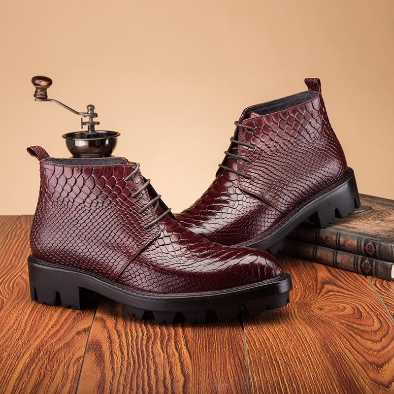 Crocodile print men's mid-calf boots