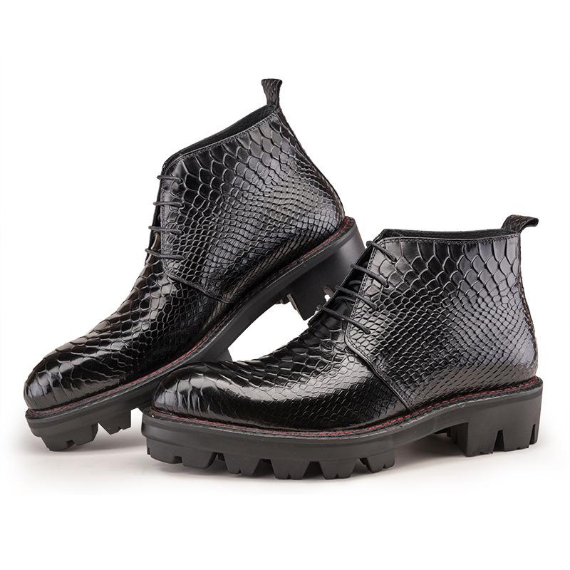 Crocodile print men's mid-calf boots