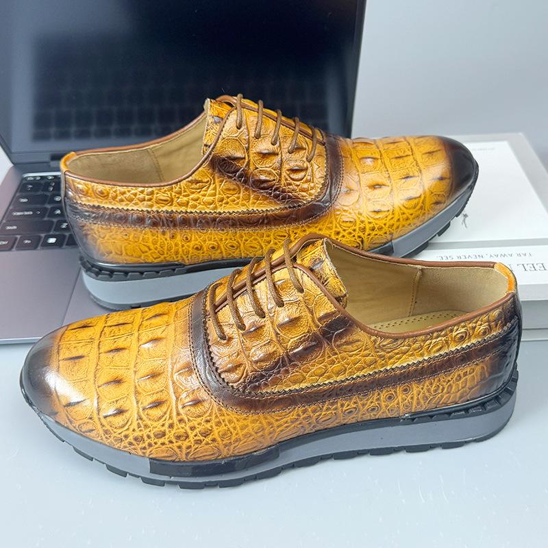 2024 New Crocodile Print Handmade Vintage Men's Shoes