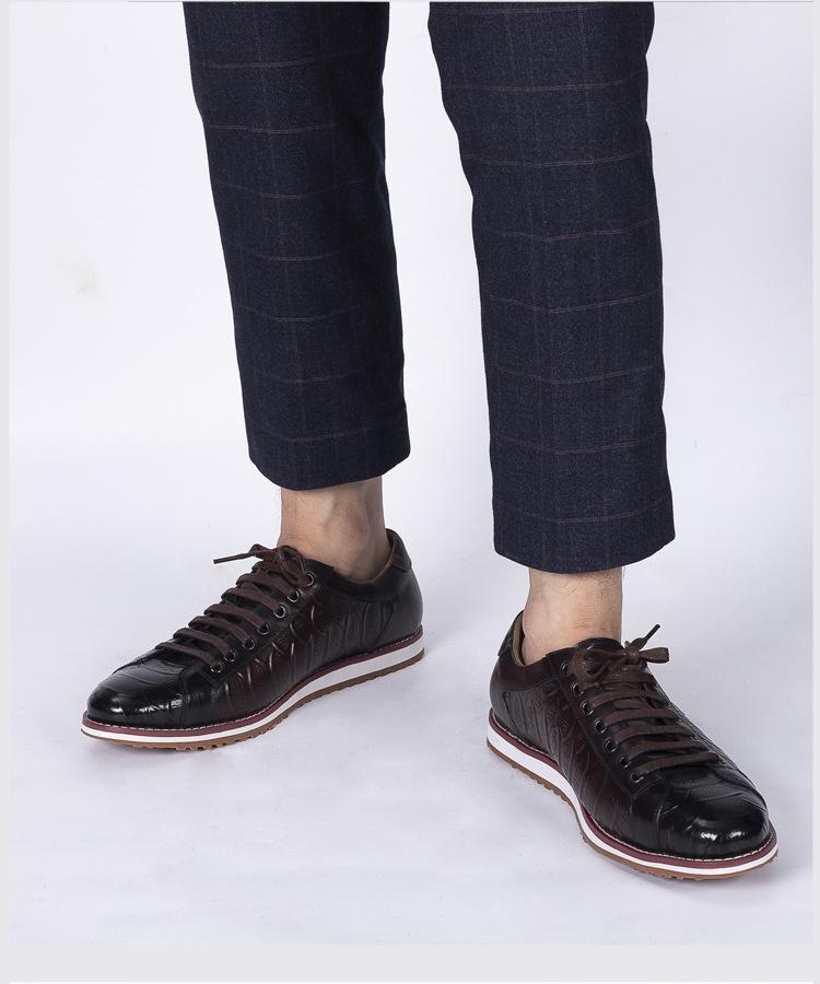 Cowhide Inner Height Increase Lace-Up Shoes