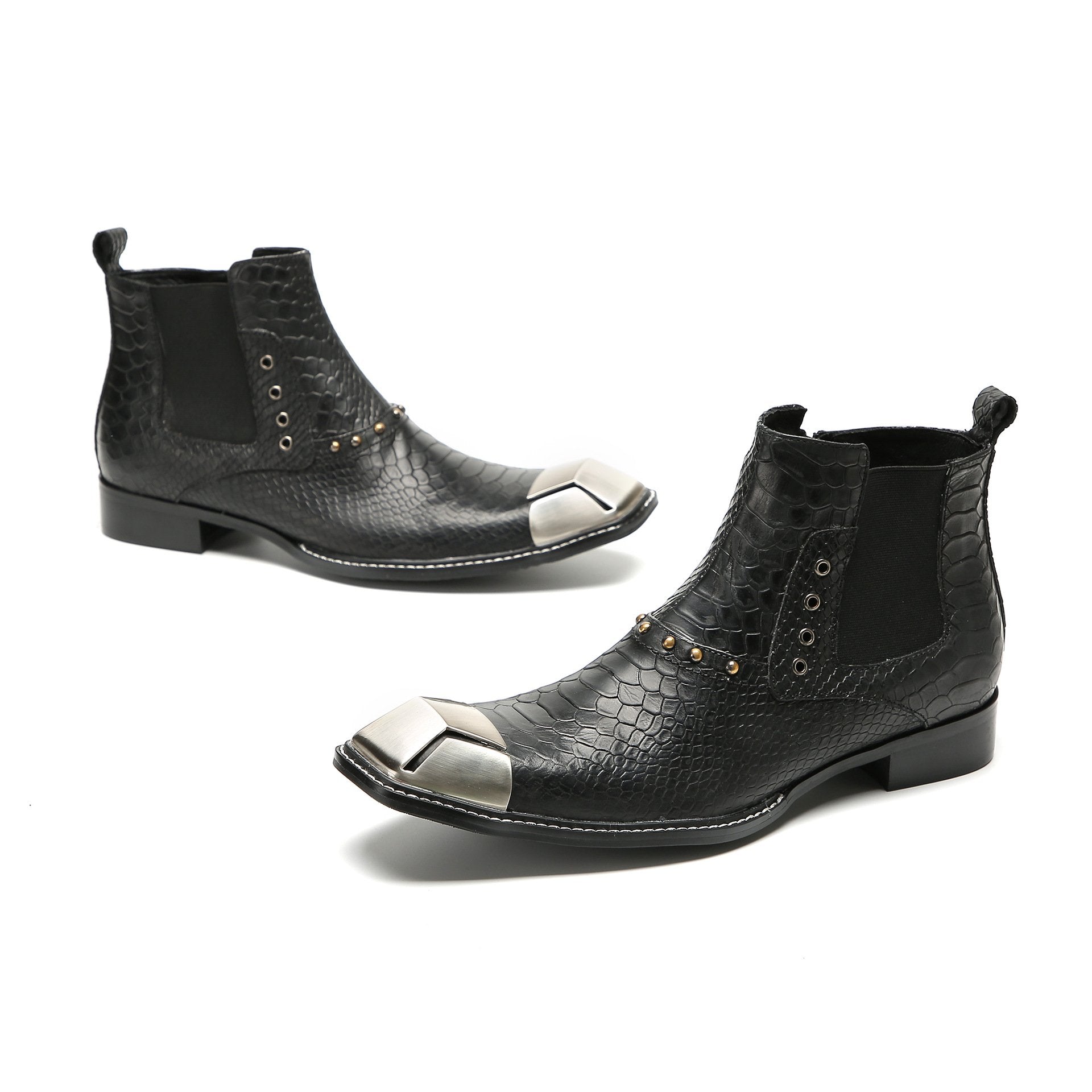 Cowhide Round Toe Chelsea Boots