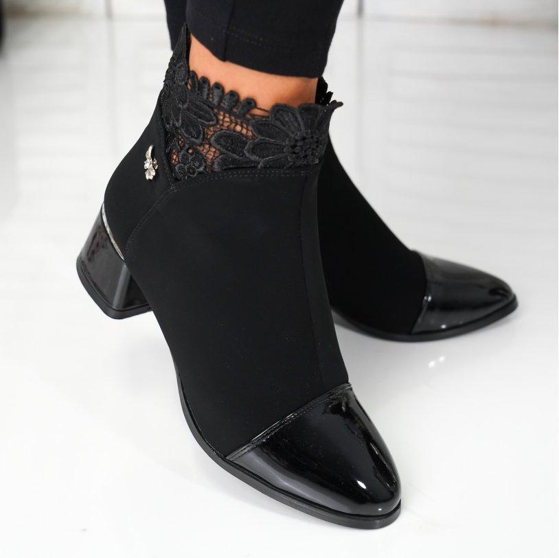 Lace-Stitched Little Bow Ankle Boots