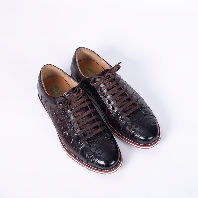 Cowhide Inner Height Increase Lace-Up Shoes