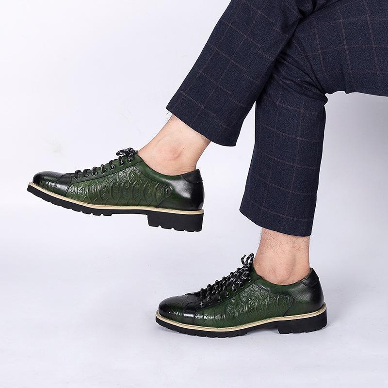Cowhide Inner Height Increase Lace-Up Shoes