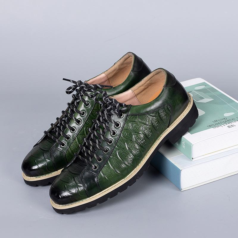 Cowhide Inner Height Increase Lace-Up Shoes