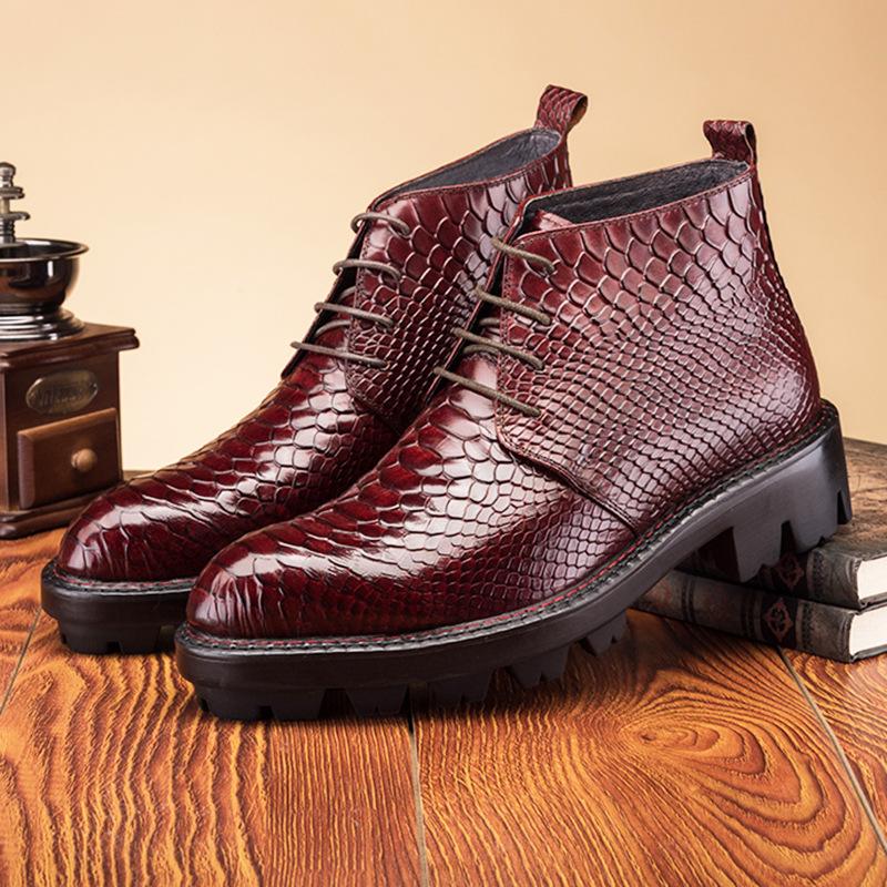 Crocodile print men's mid-calf boots