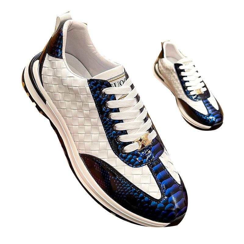 Little Bee Snakescale Leather Woven Sneakers